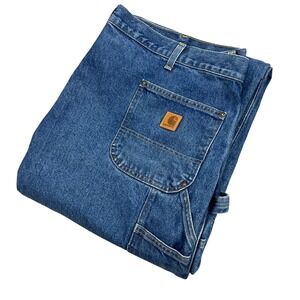 Carhartt Mens Denim Carpenter Double Knee Jeans 46x30 Loose Original Fit